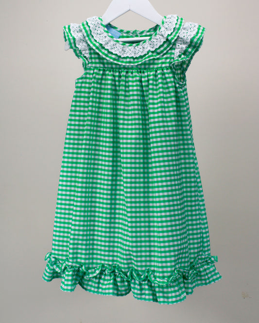 Green & White Laura Dress